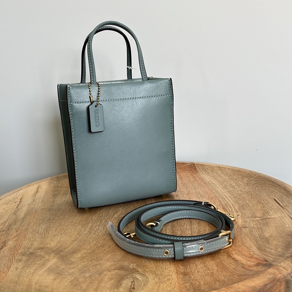 NWT Coach Cashin Mini Tote Top Handle Crossbody in Sage Glovetanned Leather
